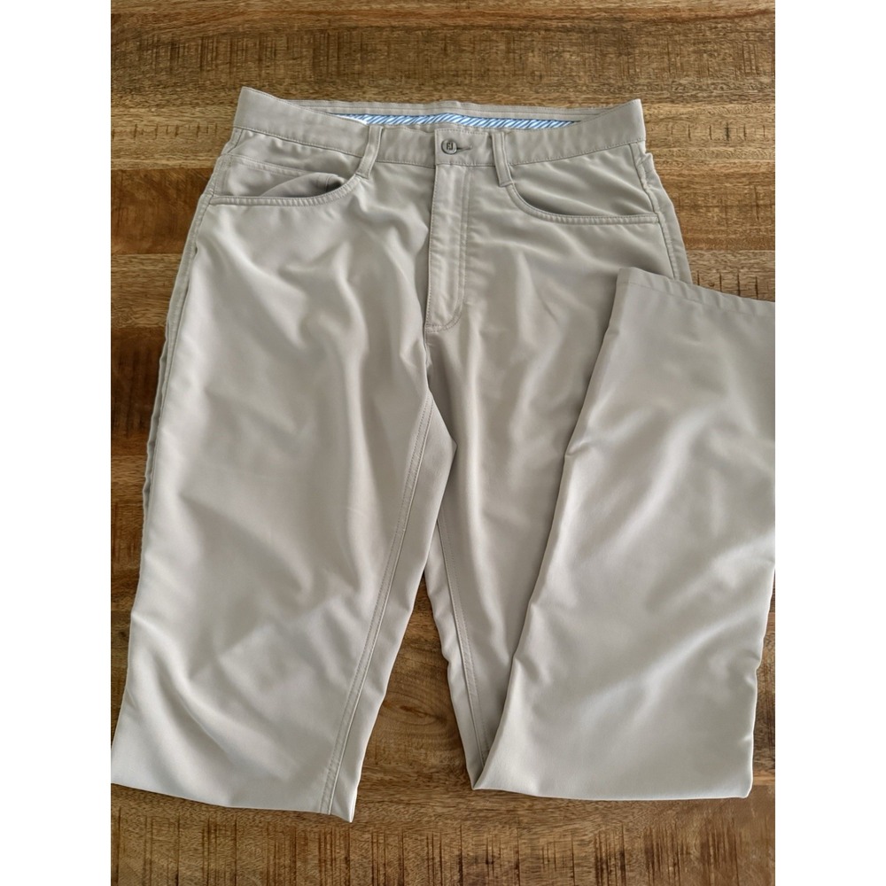 FJ Footjoy Golf Pants Mens 32x32 Khaki Polyester Stretch Performance Chinos